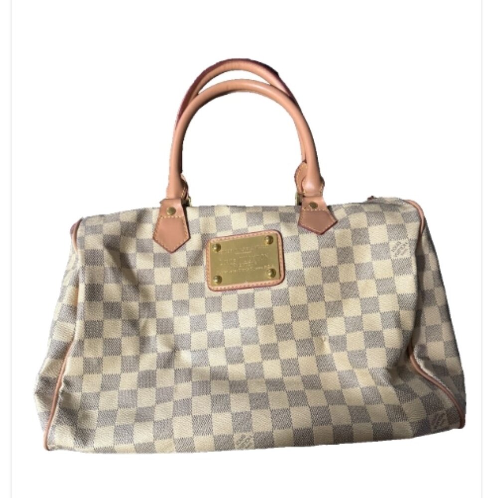 Designer handbag checkered tan and gray - Picture 2 of 4